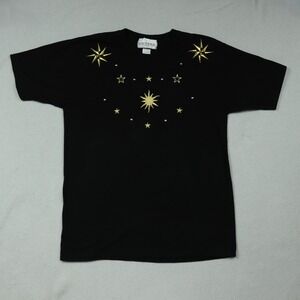 Bob Mackie Studio Wearable Art Black Celestial Whimsigoth Shirt Stars Sun Medium